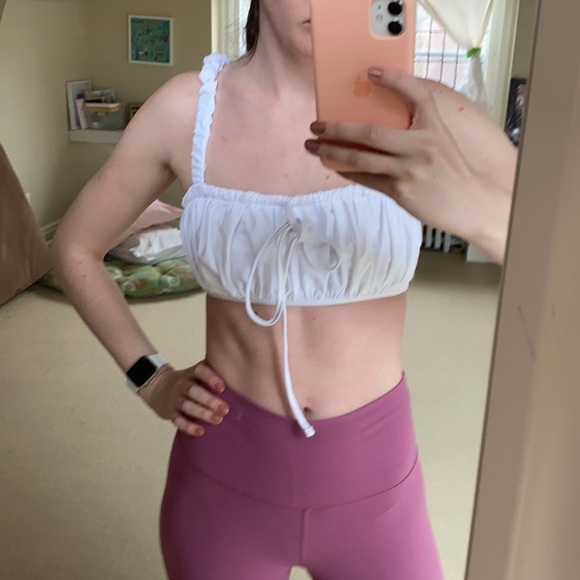 Zaful Ruched Elastic Straps Tie Bathing Suit Top - Picture 10 of 12